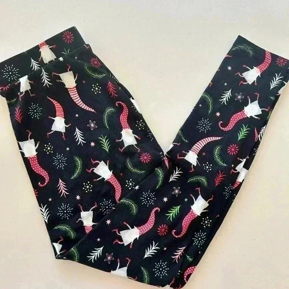 * Gnome Black Stretch Leggings Kapion Small - Picture 1 of 4